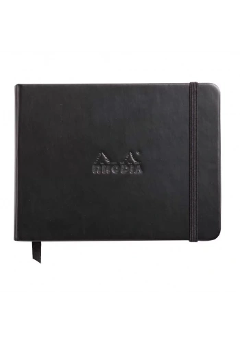 Rhodia Boutique Webnotebook Italyan Deri Kısa Kenarlı Ciltli(Yandan) Çizgili Defter Siyah Sert Kapak