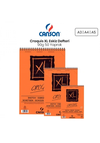 Canson XL Croquis Eskiz Defteri 90g 50 Yaprak Üstten Spiralli