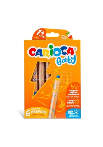 Carioca Baby 3 in 1 Jumbo Ahşap Gövde Boya Kalemi 6lı 42817