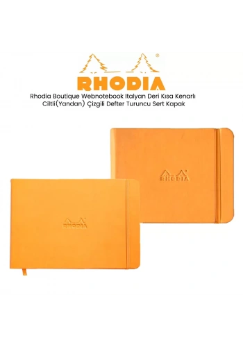 Rhodia Boutique Webnotebook Italyan Deri Kısa Kenarlı Ciltli(Yandan) Çizgili Defter Turuncu Sert Kapak