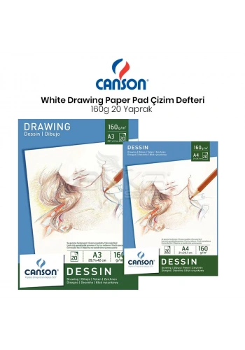 Canson White Drawing Paper Pad Beyaz Çizim Defteri 160g 20 Yaprak