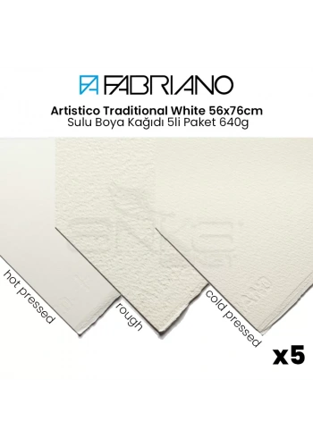 Fabriano Artistico Traditional White 56x76cm Sulu Boya Kağıdı 5li Paket 640g