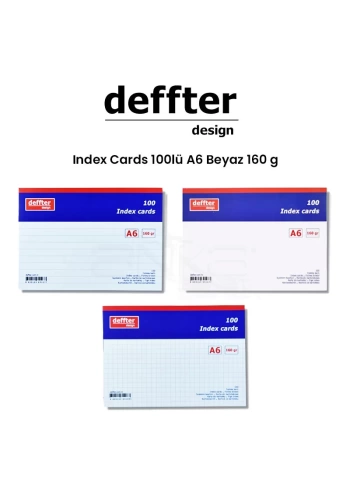 Deffter Index Cards 100lü A6 Beyaz 160g