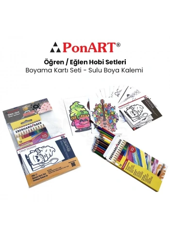 Ponart Boyama Kartı Seti - Sulu Boya Kalemi PHS-17