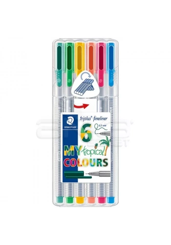 Staedtler Triplus Fineliner İnce Uçlu Keçeli Kalem 0.3mm My Tropical 6lı Set