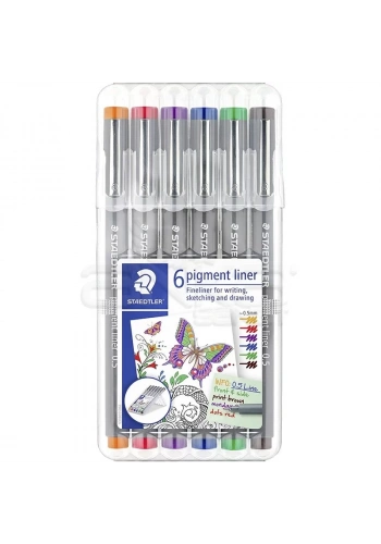 Staedtler 6 Pigment Liner Karışık Renk 0.5mm 6lı Set