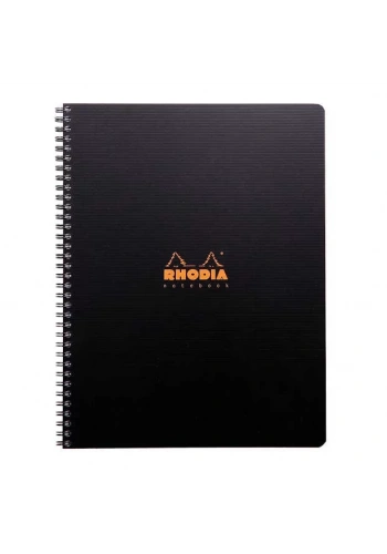 Rhodia Active Çizgili Defter Siyah Plastik Kapak Spiralli 90g 80 Yaprak 225x297mm