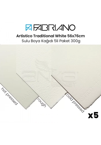 Fabriano Artistico Traditional White 56x76cm Sulu Boya Kağıdı 5li Paket 300g