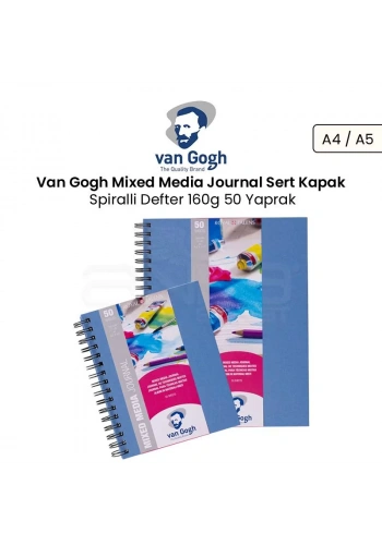 Van Gogh Mixed Media Journal Sert Kapak Spiralli Defter 160g 50 Yaprak