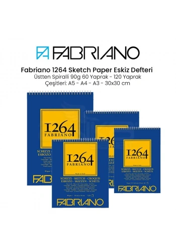 Fabriano 1264 Sketch Paper Eskiz Defteri Üstten Spiralli 90g