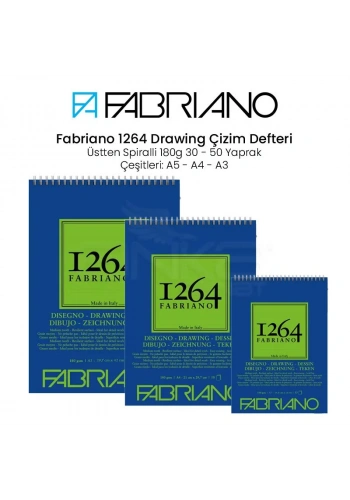 Fabriano 1264 Drawing Paper Çizim Defteri Üstten Spiralli 180g