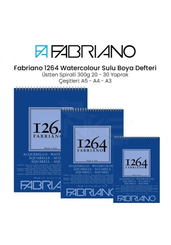 Fabriano 1264 Watercolour Sulu Boya Defteri Üstten Spiralli 300g
