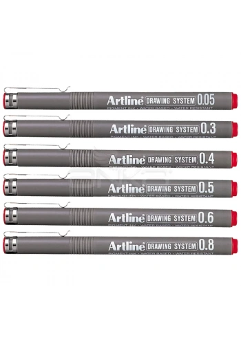 Artline Drawing System Teknik Çizim Kalemi Kırmızı