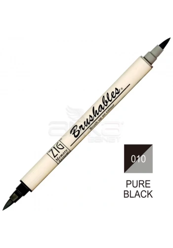 Zig Brushables 2 Renk Tonu Fırça Uçlu Marker Kalem 010 Pure Black