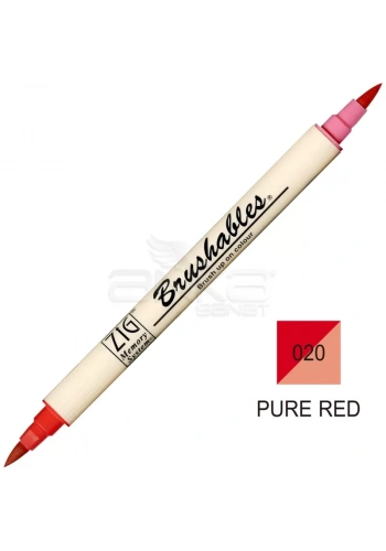 Zig Brushables 2 Renk Tonu Fırça Uçlu Marker Kalem 020 Pure Red