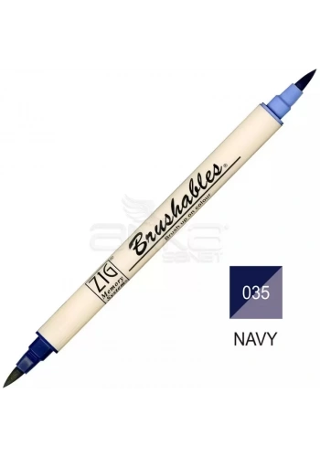 Zig Brushables 2 Renk Tonu Fırça Uçlu Marker Kalem 035 Navy