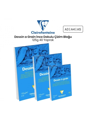 Clairefontaine Dessin a Grain İnce Dokulu Çizim Bloğu 125g 40 Yaprak