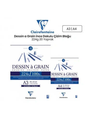 Clairefontaine Dessin a Grain İnce Dokulu Çizim Bloğu 224g 20 Yaprak