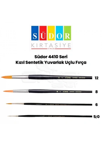 Südor 4410 Seri Kızıl Sentetik Yuvarlak Uçlu Fırça
