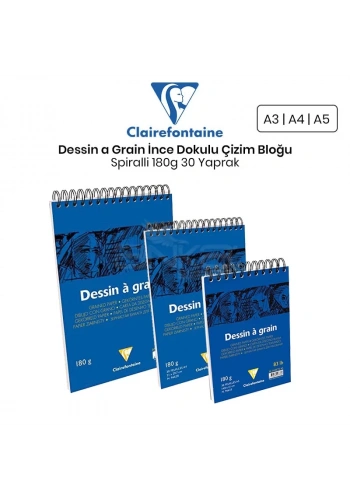Clairefontaine Dessin a Grain İnce Dokulu Spiralli Çizim Bloğu 180g 30 Yaprak