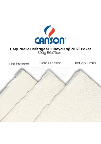 Canson LAquarelle Heritage Sulu Boya Kağıdı 5li Paket 300g 56x76