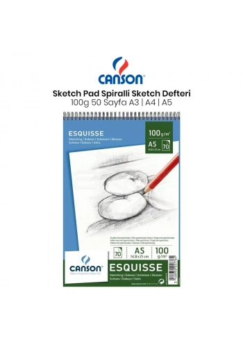 Canson Sketch Pad Spiralli Sketch Defteri 100g