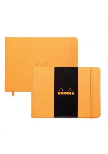 Rhodia Boutique Webnotebook Italyan Deri Kısa Kenarlı Ciltli(Yandan) Çizgisiz Defter Turuncu Sert Kapak