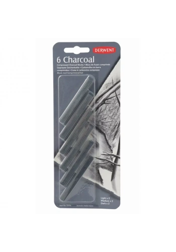 Derwent Compressed Charcoal Sıkıştırılmış Füzen 6lı Blister