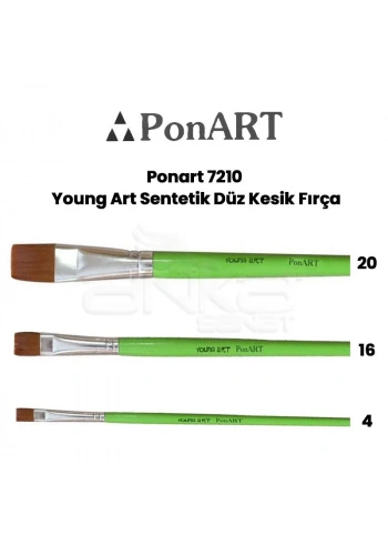 Ponart 7210 Young Art Sentetik Düz Kesik Fırça