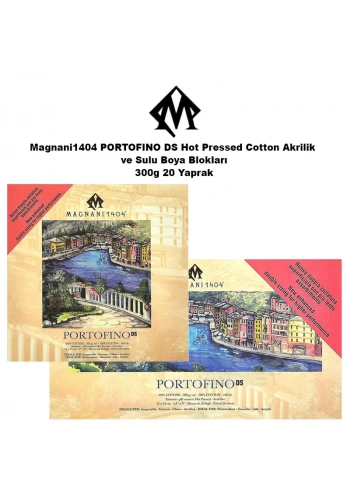 Magnani1404 PORTOFINO DS Hot Pressed Cotton Akrilik ve Sulu Boya Blokları 300g 20 Yaprak