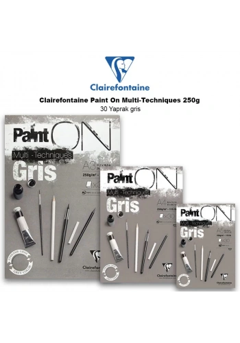 Clairefontaine Paint On Multi-Techniques 250g 30 Yaprak Gris