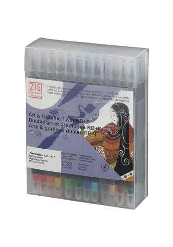 Zig Art & Graphic Twin RB+F Çift Uçlu Çizim Kalemi 48li Set TUT-95/48V
