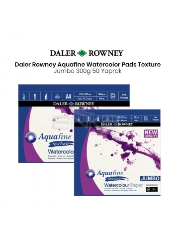 Daler Rowney Aquafine Watercolor Pads Texture Jumbo 50 Yaprak 300g