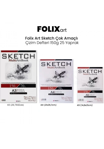 Folix Art Sketch Çok Amaçlı Çizim Defteri 150g 25 Yaprak