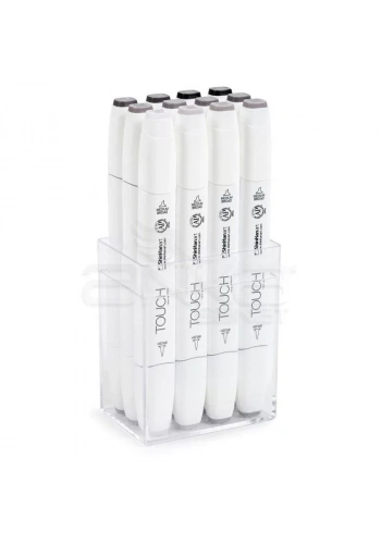 Touch Twin Brush Marker Kalem 12li Set Sıcak Griler