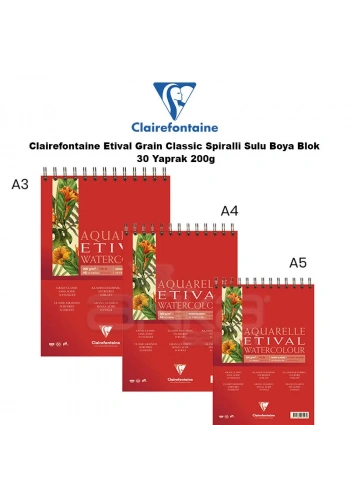 Clairefontaine Etival Grain Classic Spiralli Sulu Boya Blok 30 Yaprak 200g