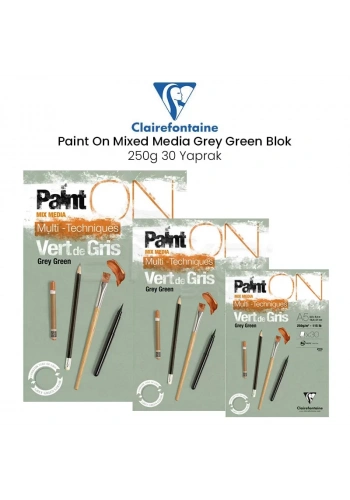 Clairefontaine Paint On Mixed Media Grey Green Blok 250g 30 Yaprak
