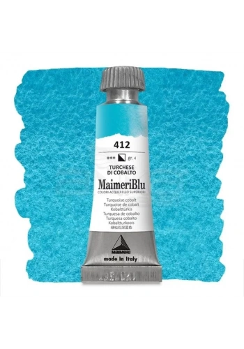 Maimeri Blu Tüp Sulu Boya 12 ml S4 No:412 Turquoise Cobalt
