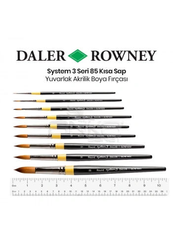 Daler Rowney System 3 Seri 85 Yuvarlak Sulu Boya ve Akrilik Boya Fırçası