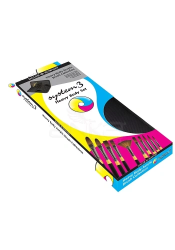 Daler Rowney System 3 Brush Heavy Body Zip Cases Uzun Saplı Sentetik Fırça 10lu 281300111