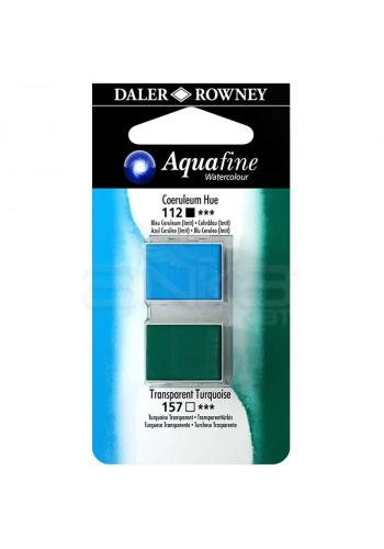 Daler Rowney Aquafine Sulu Boya Tablet 2li Coeruleum Blue-Transparent Turquoise