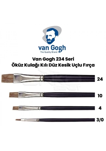 Van Gogh 234 Seri Öküz Kulağı Kılı Düz Kesik Uçlu Fırça