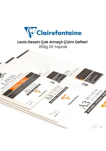 Clairefontaine Lavis Dessin Çok Amaçlı Çizim Defteri 200g 20 Yaprak