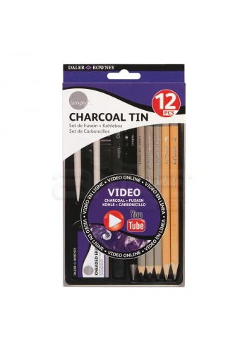 Daler Rowney Simply Charcoal Tin 12li Set