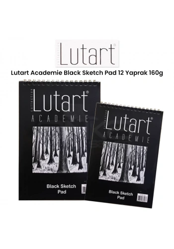 Lutart Academie Black Sketch Pad 12 Yaprak 160g