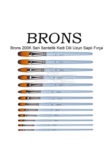 Brons 200K Seri Sentetik Kedi Dili Uzun Saplı Fırça