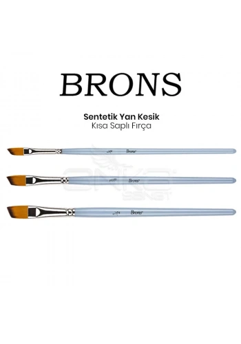 Brons Sentetik Yan Kesik Kısa Saplı Fırça