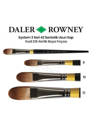 Daler Rowney System 3 Seri 42 Sentetik Uzun Sap Kedi Dili Fırça