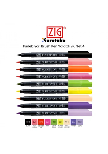 Zig Fudebiyori Brush Pen 9lu Set 4
