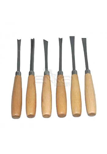 Prof. Ahşap Ve Seramik Oyma Seti Uzun 6lı